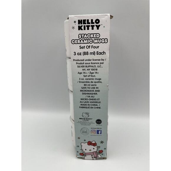 Hello Kitty Christmas Stacked Ceramic Espresso Mugs Set of 4 TikTok Viral! NEW! - Picture 5 of 7